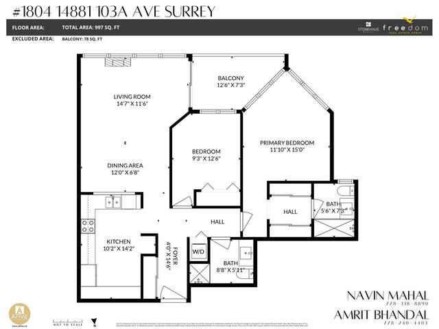 1804 - 14881 103a Avenue, Condo with 2 bedrooms, 2 bathrooms and 1 parking in Surrey BC | Image 34