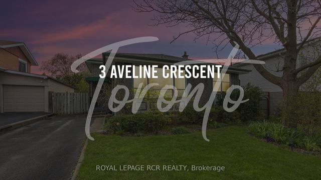3 Aveline Cres, House detached with 4 bedrooms, 2 bathrooms and 3 parking in Toronto ON | Image 1