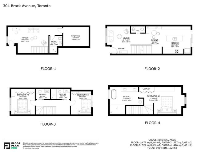 304 Brock Ave, House attached with 3 bedrooms, 4 bathrooms and 0 parking in Toronto ON | Image 29