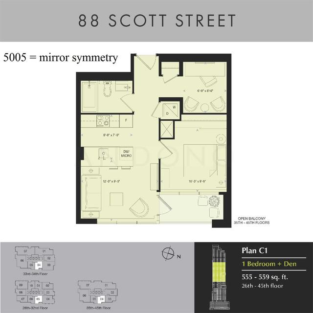 5005 - 88 Scott St, Condo with 1 bedrooms, 1 bathrooms and 0 parking in Toronto ON | Image 9