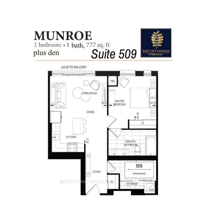 509 - 195 Hunter St E, Condo with 1 bedrooms, 1 bathrooms and 1 parking in Peterborough ON | Image 6