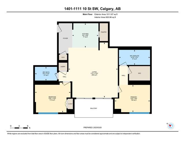 1401 - 1111 10 Street Sw, Condo with 2 bedrooms, 2 bathrooms and 1 parking in Calgary AB | Image 35