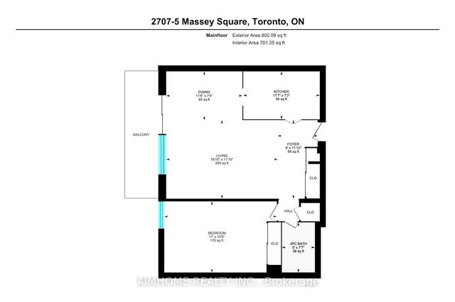 2707 - 5 Massey Sq, Condo with 1 bedrooms, 1 bathrooms and 0 parking in Toronto ON | Image 15