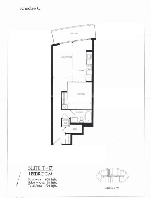 1017 - 160 Vanderhoof Ave, Condo with 1 bedrooms, 1 bathrooms and 1 parking in Toronto ON | Image 2