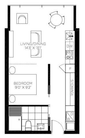 1218 - 629 King St W, Condo with 1 bedrooms, 1 bathrooms and 0 parking in Toronto ON | Image 4