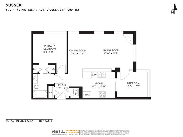 802 - 189 National Avenue, Condo with 2 bedrooms, 1 bathrooms and null parking in Vancouver BC | Image 4