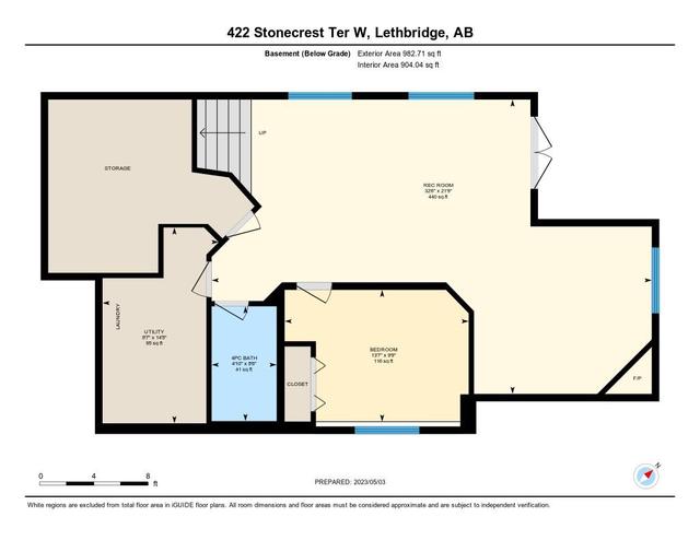 422 Stonecrest Terrace W, House detached with 4 bedrooms, 3 bathrooms and 2 parking in Lethbridge AB | Image 47