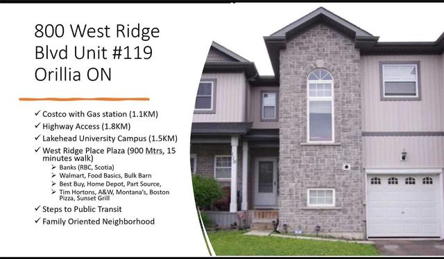 119 - 800 West Ridge Blvd, House attached with 3 bedrooms, 3 bathrooms and 2 parking in Orillia ON | Card Image