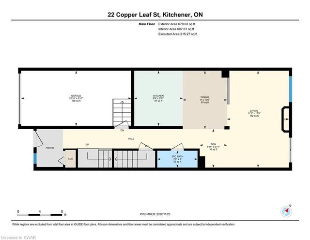 22 Copper Leaf Street, House attached with 3 bedrooms, 1 bathrooms and null parking in Kitchener ON | Card Image