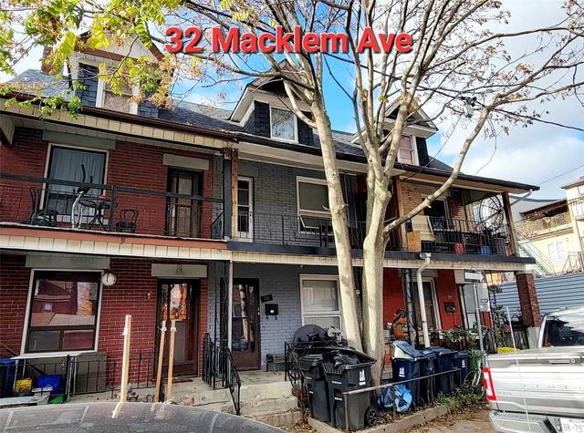 32 Macklem Ave, House attached with 4 bedrooms, 3 bathrooms and 1 parking in Toronto ON | Card Image