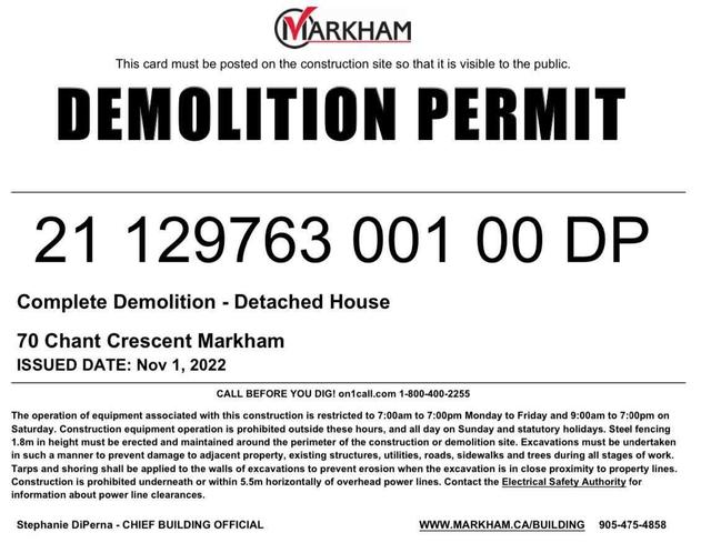 70 Chant Cres, House detached with 5 bedrooms, 1 bathrooms and 6 parking in Markham ON | Card Image