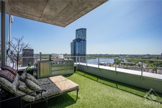 From the kitchen, step onto the South-facing patio with artificial grass, natural gas hook-up for a BBQ, incredible views of Dow's Lake. | Image 10