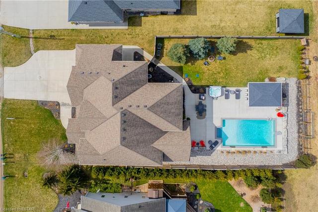 Aerial photo of property showcasing incredible 167' deep lot with all the amenities | Image 45