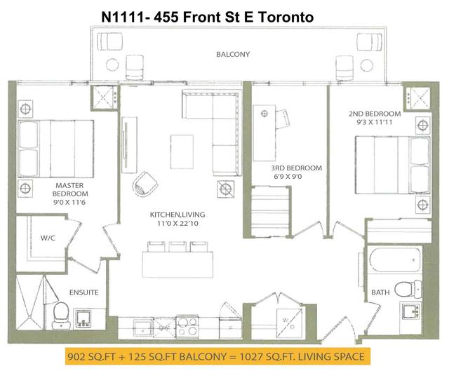 n1111 - 455 Front St E, Condo with 3 bedrooms, 2 bathrooms and 1 parking in Toronto ON | Image 19