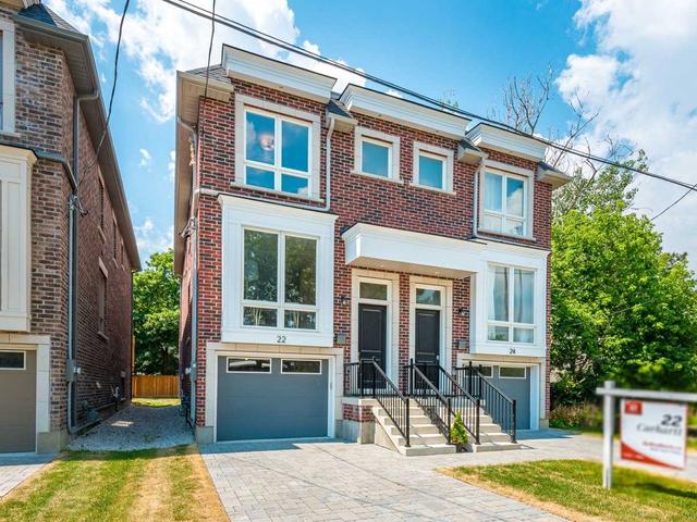 22 Carhartt Ave, House semidetached with 4 bedrooms, 4 bathrooms and 3 parking in Toronto ON | Image 1