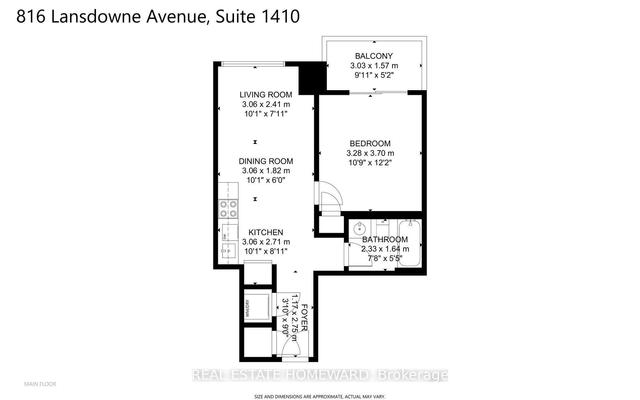 1410 - 816 Lansdowne Ave, Condo with 1 bedrooms, 1 bathrooms and 0 parking in Toronto ON | Image 13