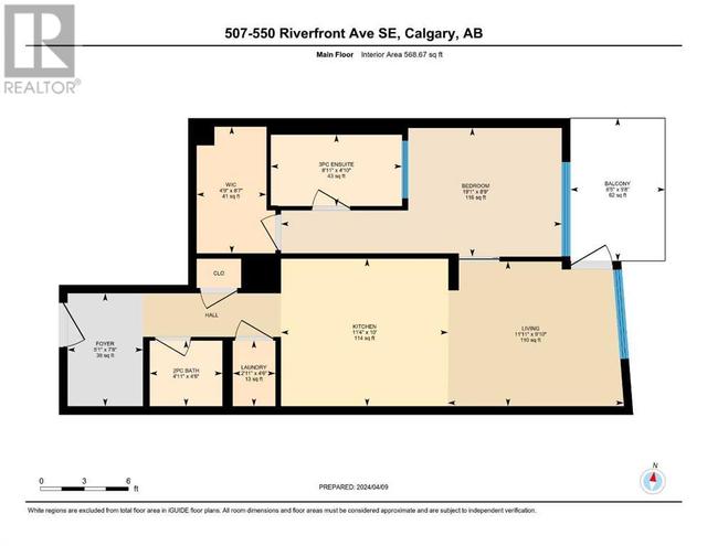 507, - 550 Riverfront Avenue Se, Condo with 1 bedrooms, 1 bathrooms and 1 parking in Calgary AB | Image 43