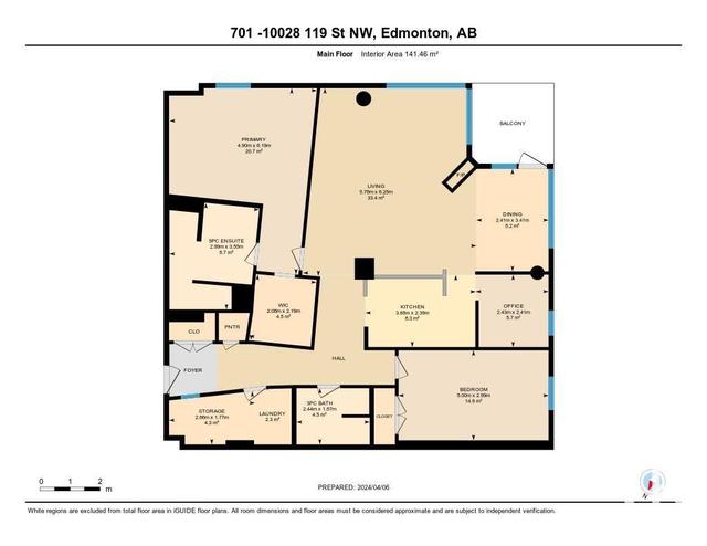 701 - 10028 119 St Nw, Condo with 2 bedrooms, 2 bathrooms and null parking in Edmonton AB | Image 44