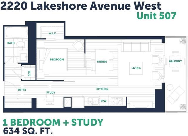 507 - 2220 Lakeshore Blvd W, Condo with 1 bedrooms, 1 bathrooms and 1 parking in Toronto ON | Image 15