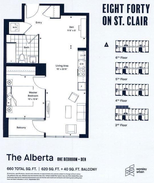 615 - 840 St. Clair Ave W, Condo with 1 bedrooms, 1 bathrooms and 0 parking in Toronto ON | Image 5