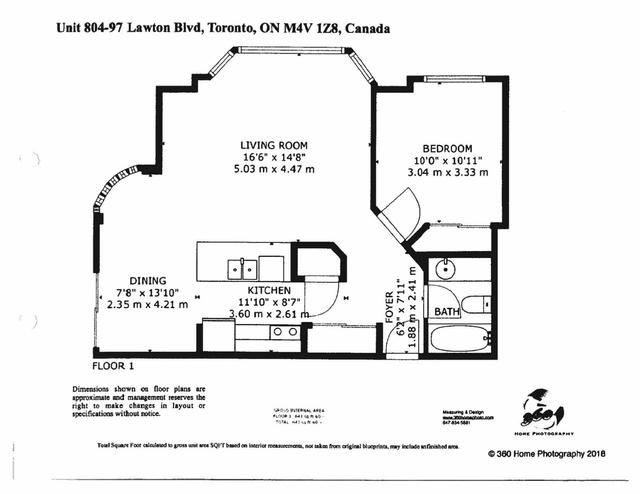804 - 97 Lawton Blvd N, Condo with 1 bedrooms, 1 bathrooms and 1 parking in Toronto ON | Image 2