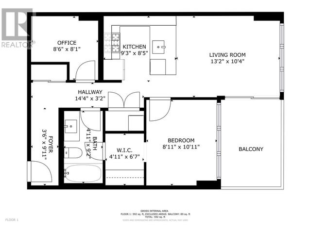 1401 - 1191 Sunset Drive, Condo with 1 bedrooms, 1 bathrooms and 1 parking in Kelowna BC | Image 18