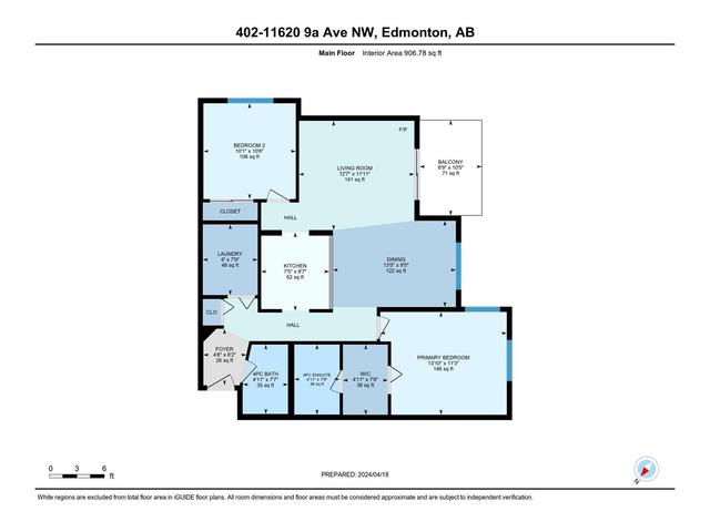 402 - 11620 9a Av Nw, Condo with 2 bedrooms, 2 bathrooms and 1 parking in Edmonton AB | Image 34