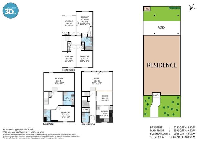 93 - 2050 Upper Middle Rd, Townhouse with 4 bedrooms, 3 bathrooms and 2 parking in Burlington ON | Card Image