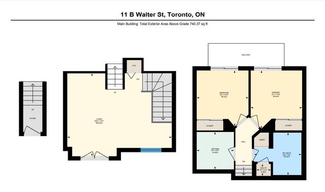 b - 11 Walter St, Townhouse with 2 bedrooms, 1 bathrooms and 1 parking in Toronto ON | Image 3