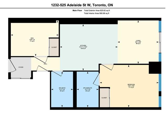 1232 - 525 Adelaide St W, Condo with 1 bedrooms, 2 bathrooms and 0 parking in Toronto ON | Image 7