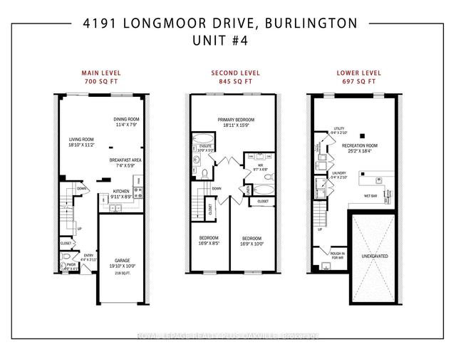 4 - 4191 Longmoor Dr, Townhouse with 3 bedrooms, 3 bathrooms and 2 parking in Burlington ON | Image 35