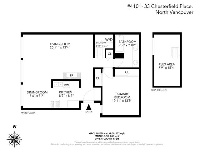 4101 - 33 Chesterfield Place, House attached with 1 bedrooms, 1 bathrooms and null parking in North Vancouver BC | Card Image