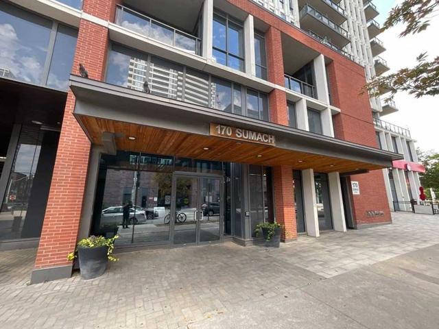 619 - 170 Sumach St, Condo with 1 bedrooms, 2 bathrooms and 1 parking in Toronto ON | Card Image