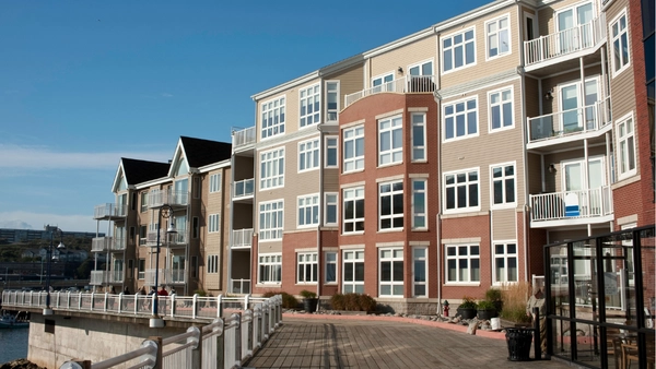 Skyline of condo apartments.