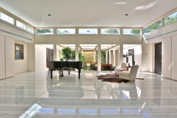 Marble floors and an atrium