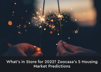 Hands holding sparklers with text "What's in Store for 2022? Zoocasa's 5 Housing Market Predictions"