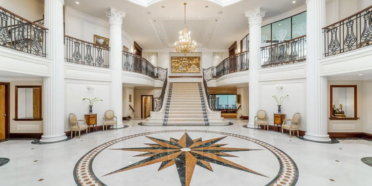 The foyer of a large palace-like home