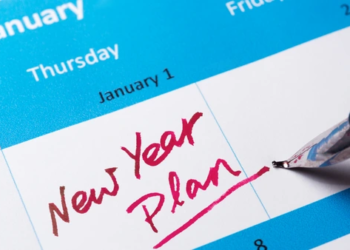 January 1st calendar with "New Year Plan" written in red marker. Calendar Blog Hero.