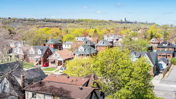 Featured City Hamilton Ontario Blog Hero, image of a neighbourhood in Hamilton at a birds-eye view