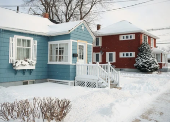 Snow covered houses in Canada