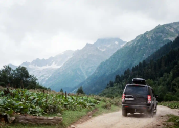 Truck in a mountain road