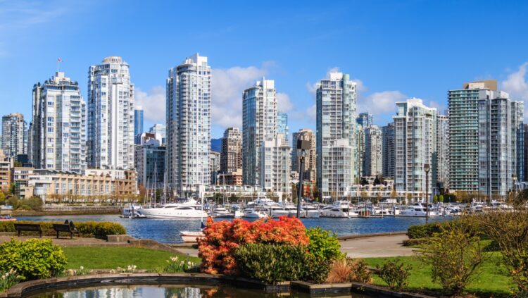 View looking over Yaletown from Granville Island in Vancouver