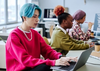 young workers doing taxes