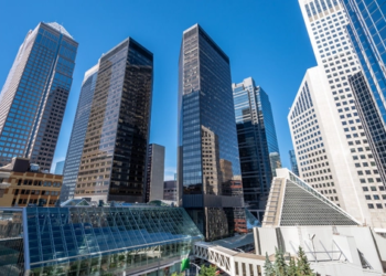 Skyscrapers across the Calgary skyline.