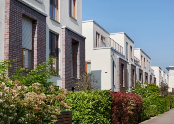 A row of townhouses.