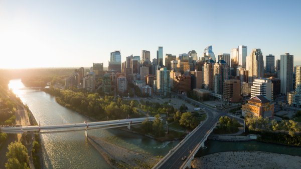 A view of downtown Calgary from above.