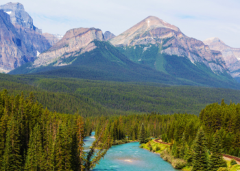 View of the Rocky Mountains from Banff, Canada.