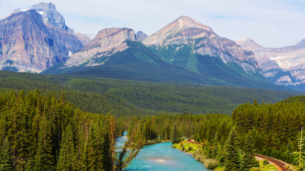 View of the Rocky Mountains from Banff, Canada.