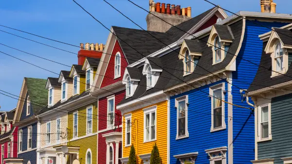 A row of colourful houses in St. John's, Newfoundland