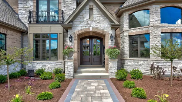 Exterior of a stone mansion
